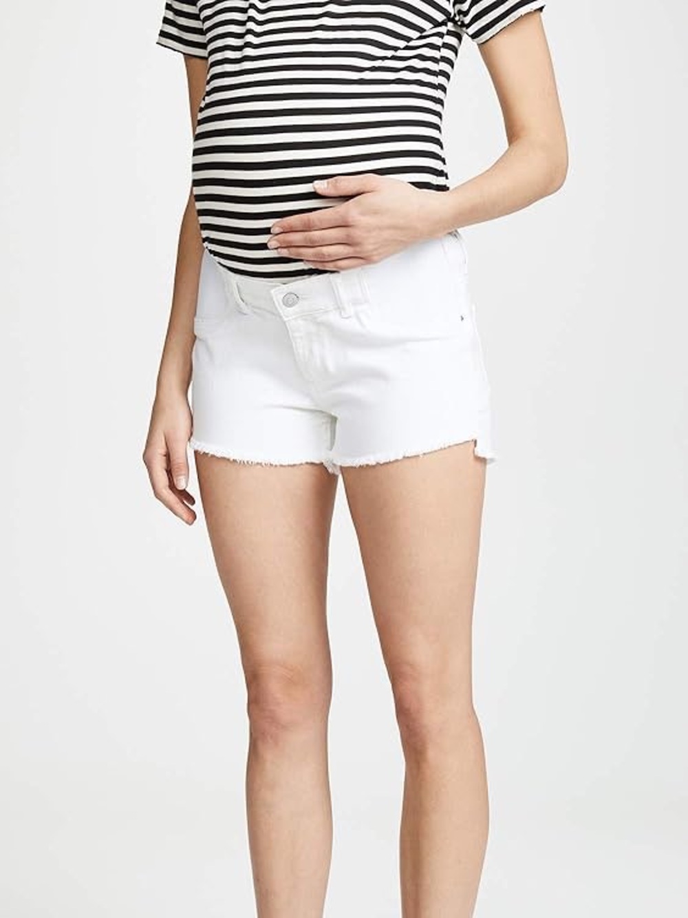 DL1961 White Frayed Hem Denim Maternity Shorts